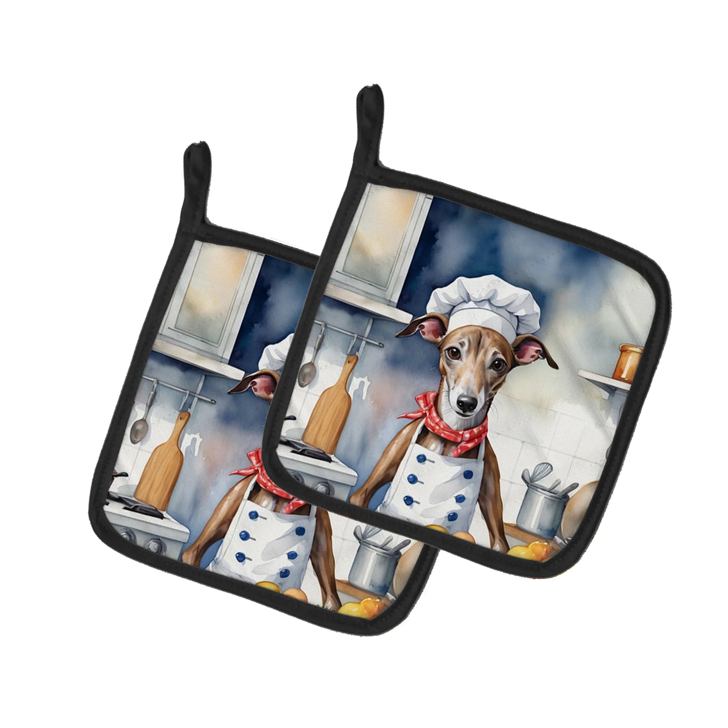 Greyhound The Chef Pair of Pot Holders