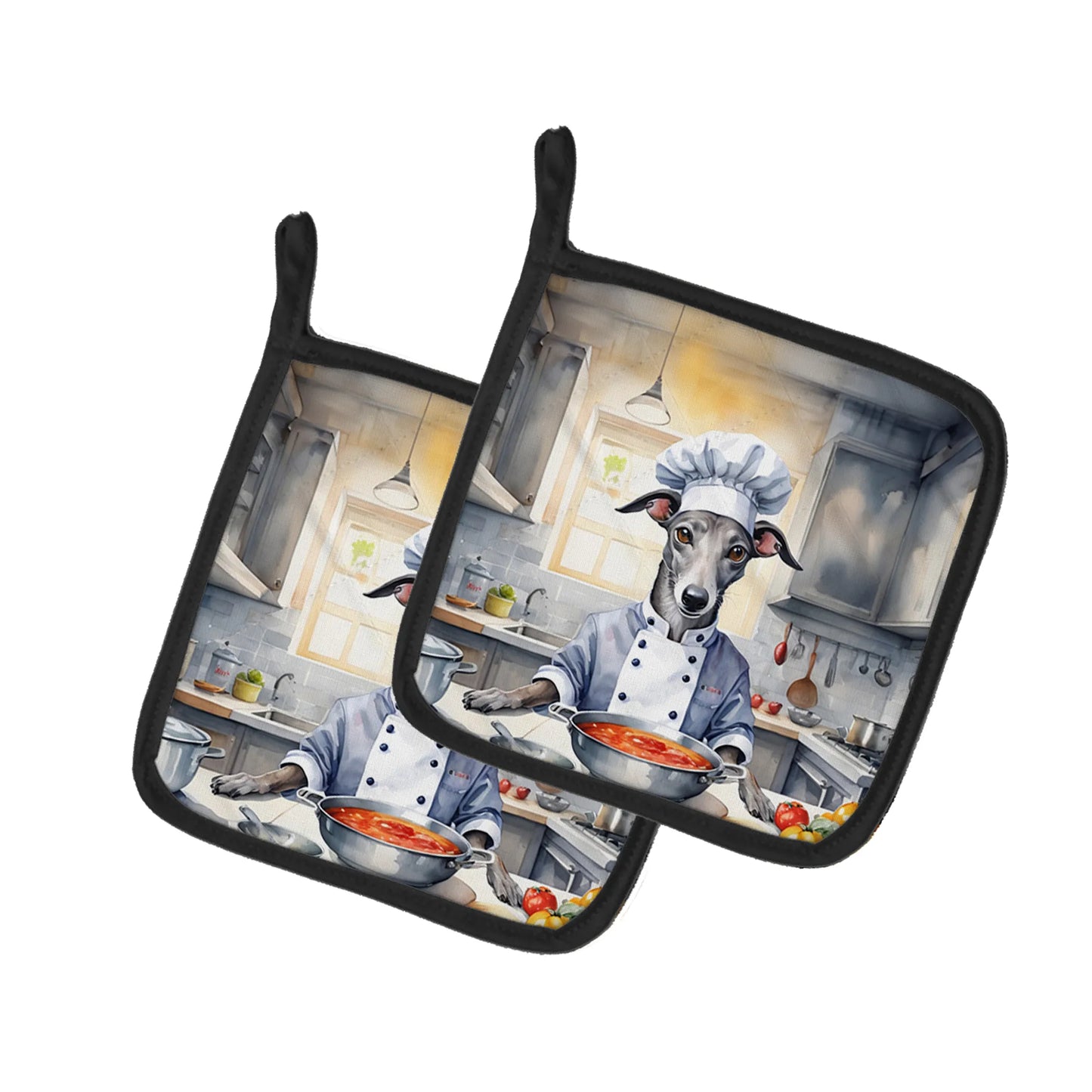 Greyhound The Chef Pair of Pot Holders