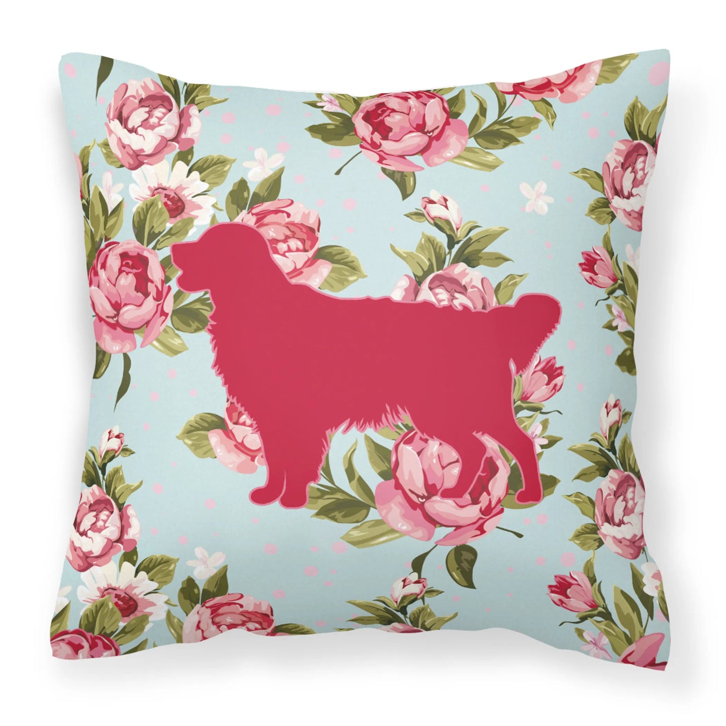 Dog Silhouette Shabby Chic Roses Fabric Decorative Pillow - Size: 14 X 14 | Pack Of: 1