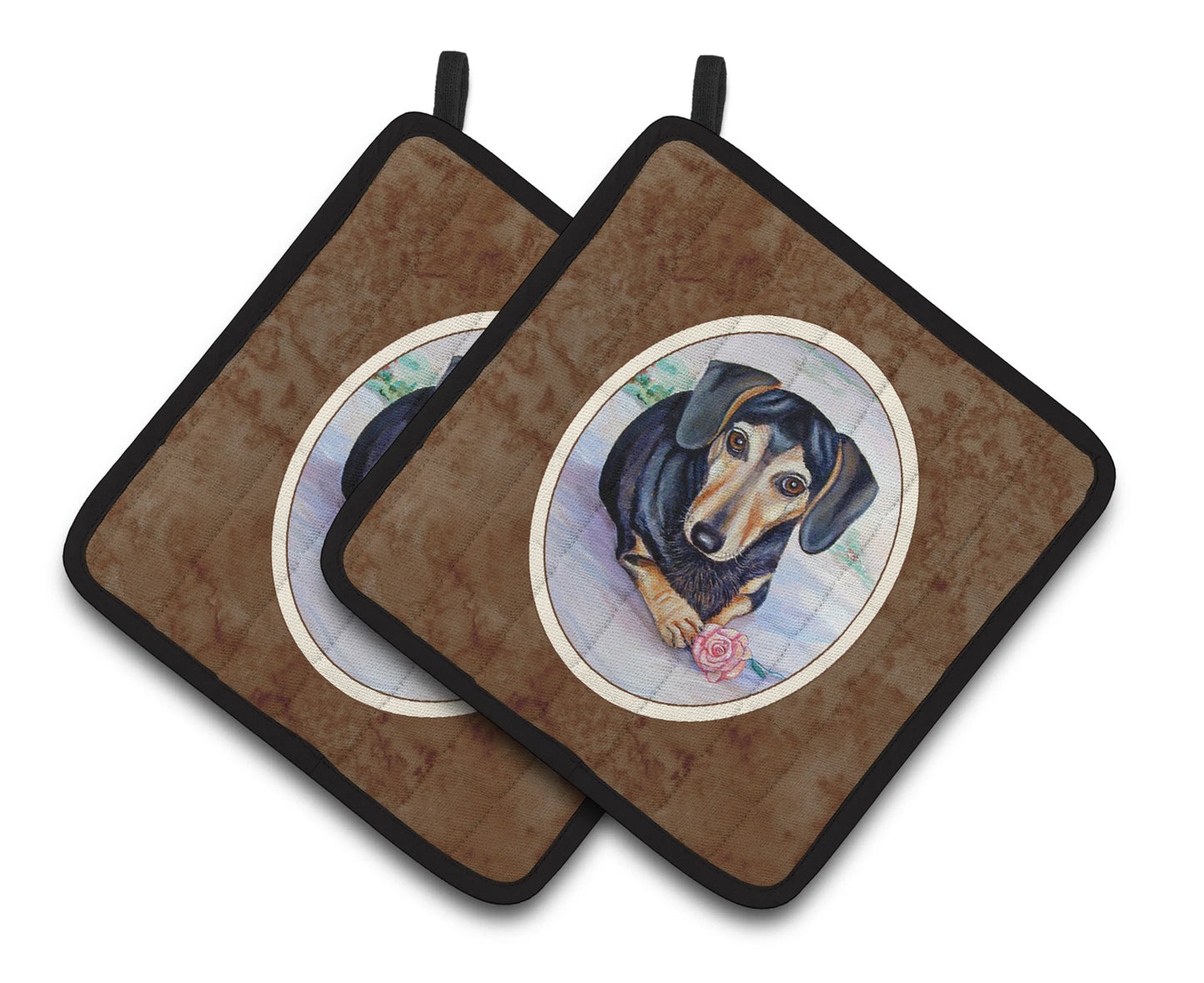 Dog Artwork Pair of Pot Holders - Size: 7.5 X 7.5 | Pack Of: 1