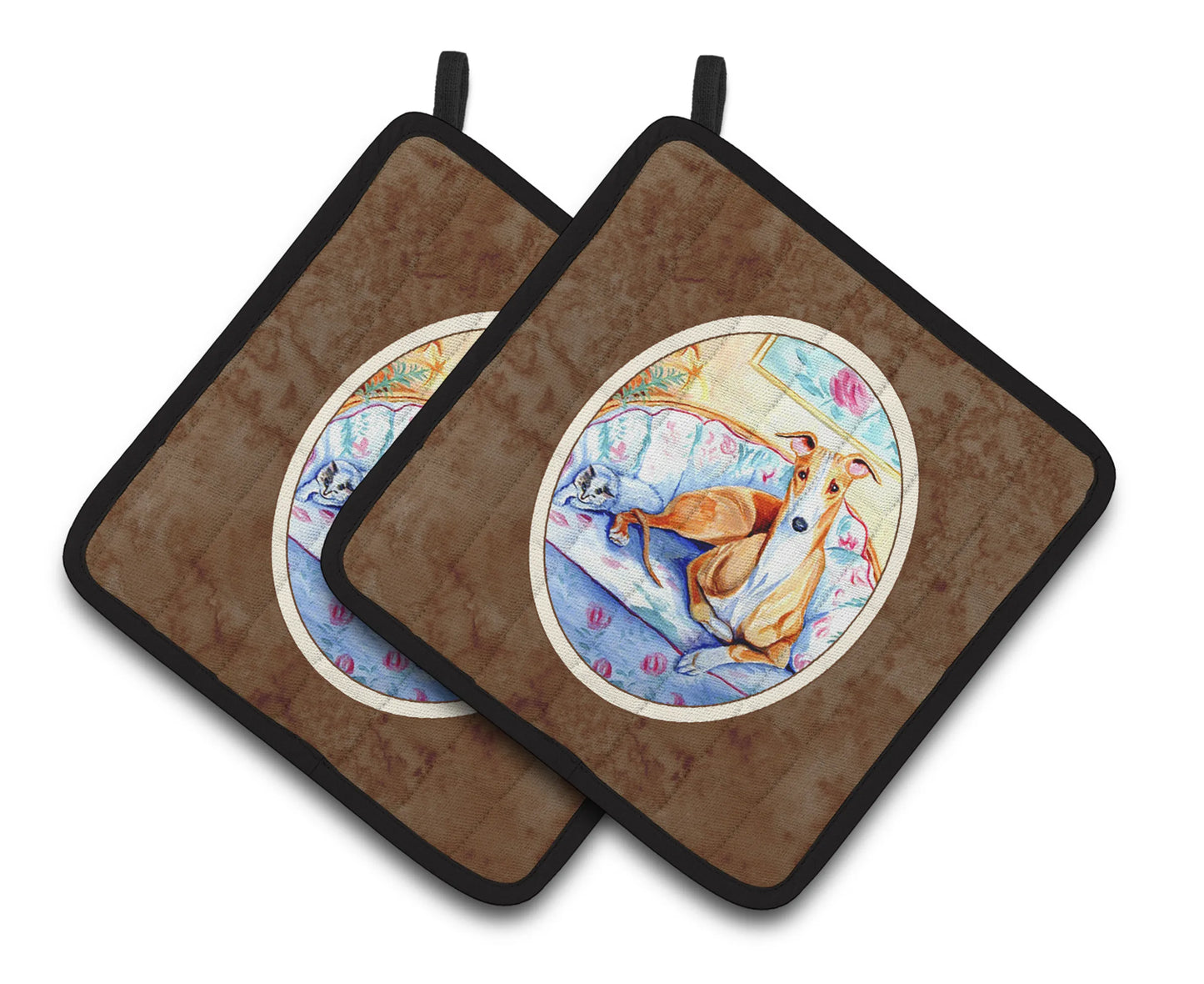 Dog Artwork Pair of Pot Holders - Size: 7.5 X 7.5 | Pack Of: 1