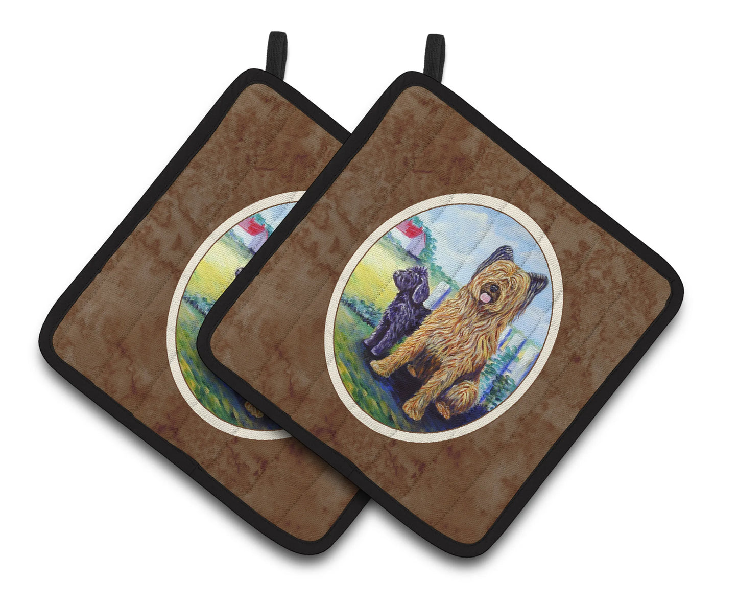 Dog Artwork Pair of Pot Holders - Size: 7.5 X 7.5 | Pack Of: 1