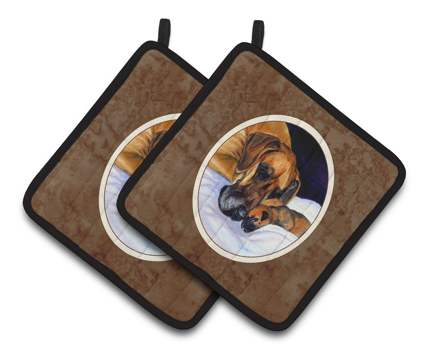 Dog Artwork Pair of Pot Holders - Size: 7.5 X 7.5 | Pack Of: 1