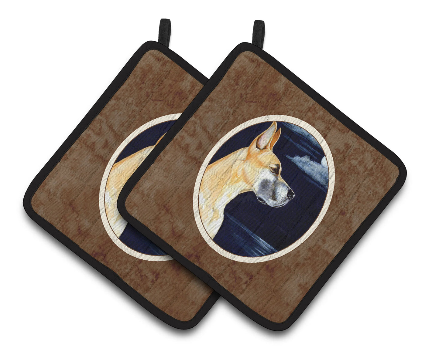 Dog Artwork Pair of Pot Holders - Size: 7.5 X 7.5 | Pack Of: 1