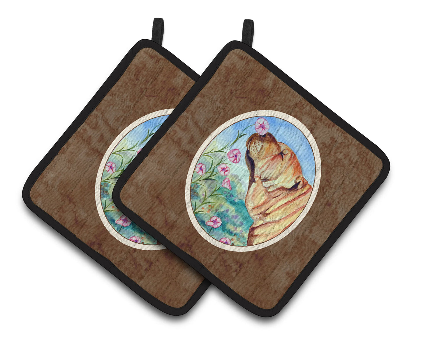 Dog Artwork Pair of Pot Holders - Size: 7.5 X 7.5 | Pack Of: 1