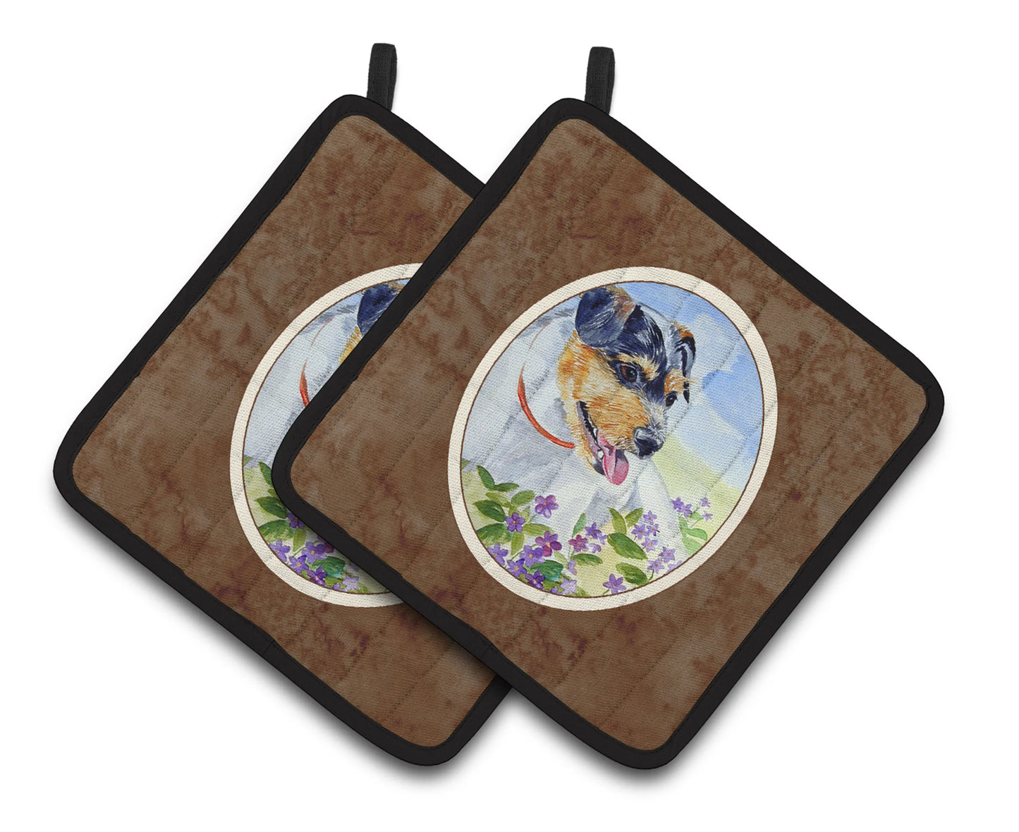 Dog Artwork Pair of Pot Holders - Size: 7.5 X 7.5 | Pack Of: 1