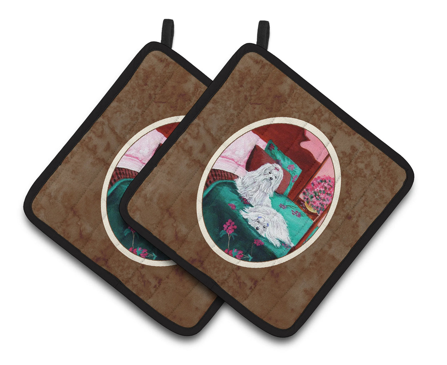 Dog Artwork Pair of Pot Holders - Size: 7.5 X 7.5 | Pack Of: 1