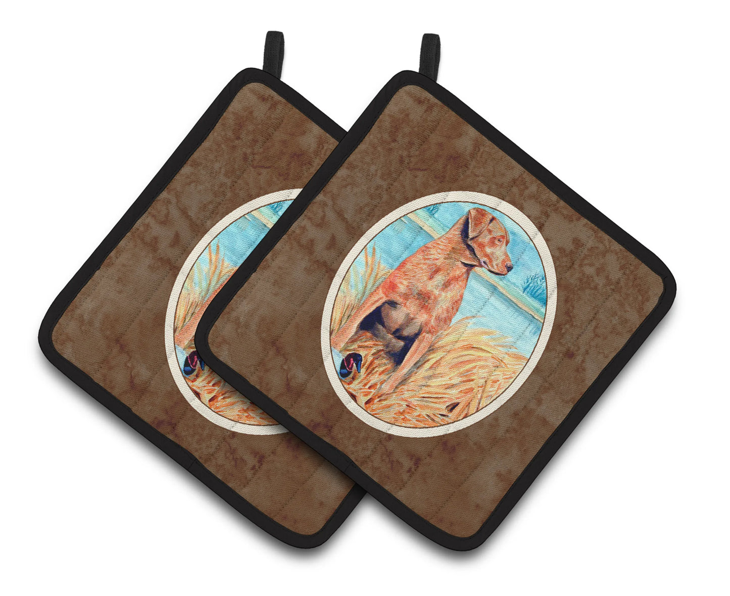 Dog Artwork Pair of Pot Holders - Size: 7.5 X 7.5 | Pack Of: 1