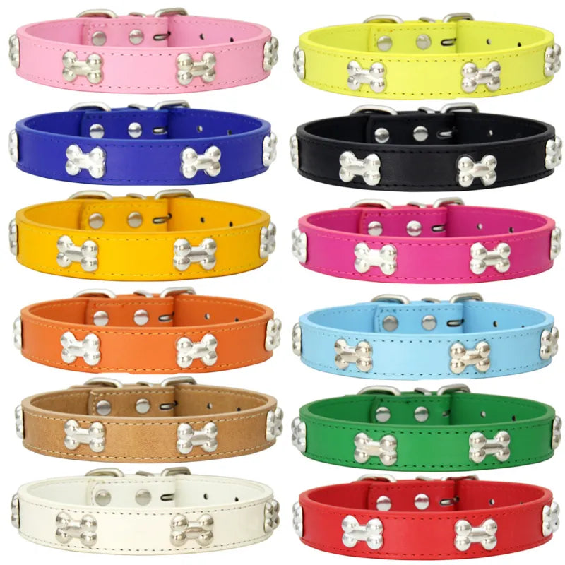 Bone Leather Durable Pet Collar