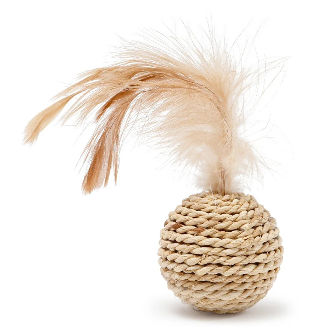 Rattan Feather Bell Interactive Toy