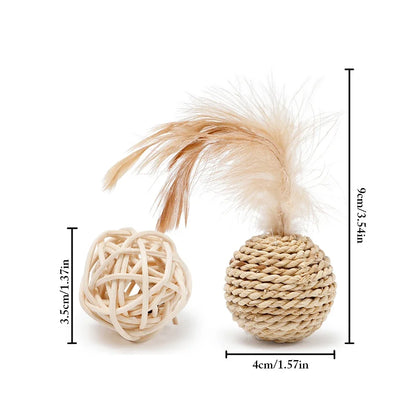 Rattan Feather Bell Interactive Toy